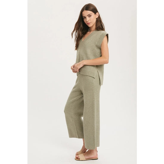 Ribbed Sweater Pants Olive