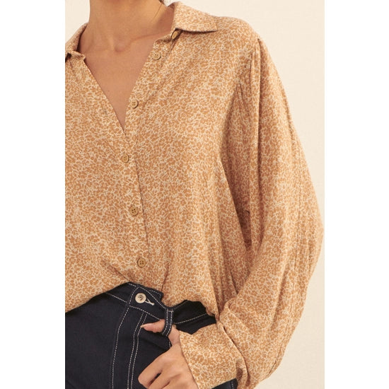 Floral Collared Oversized Shirt