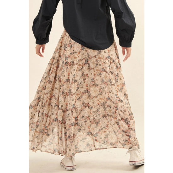Floral Chiffon Maxi Skirt