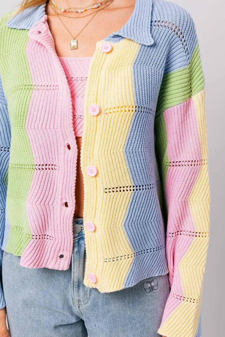 Brightside Wavy Knit Cardigan