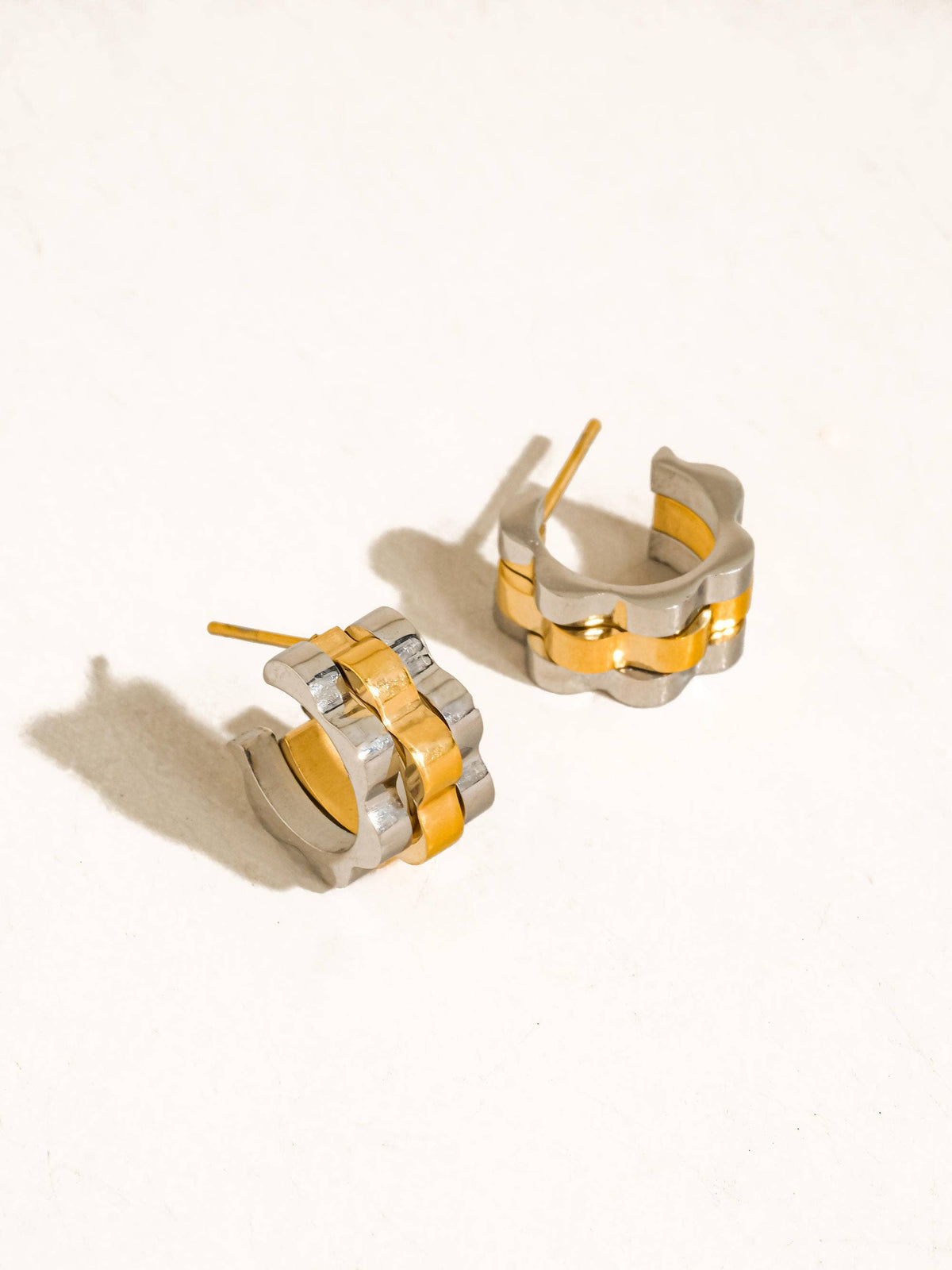 Paige Two-Tone Ribbed Hoops