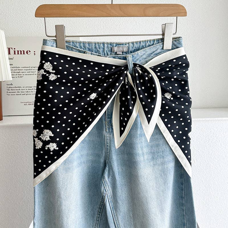 Dipped Shop - Minimalist Striped Cashew Waist Belt Silk Scarf MK2BLW6W6NSI70: C40