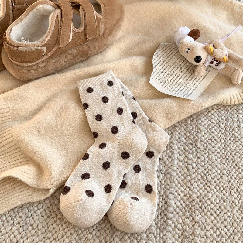 Dipped Shop - Color Block Thicken  Polka Dot Socks MK2BLW6W8FSO253: Beige