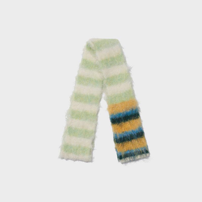 Striped Skinny Scarf White/Green
