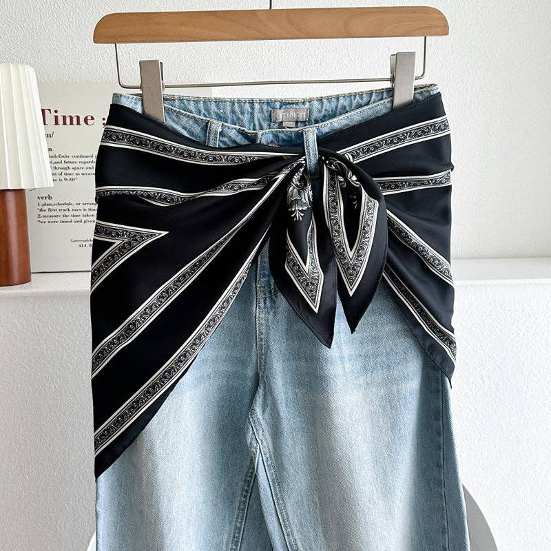 Dipped Shop - Minimalist Striped Cashew Waist Belt Silk Scarf MK2BLW6W6NSI70: C42