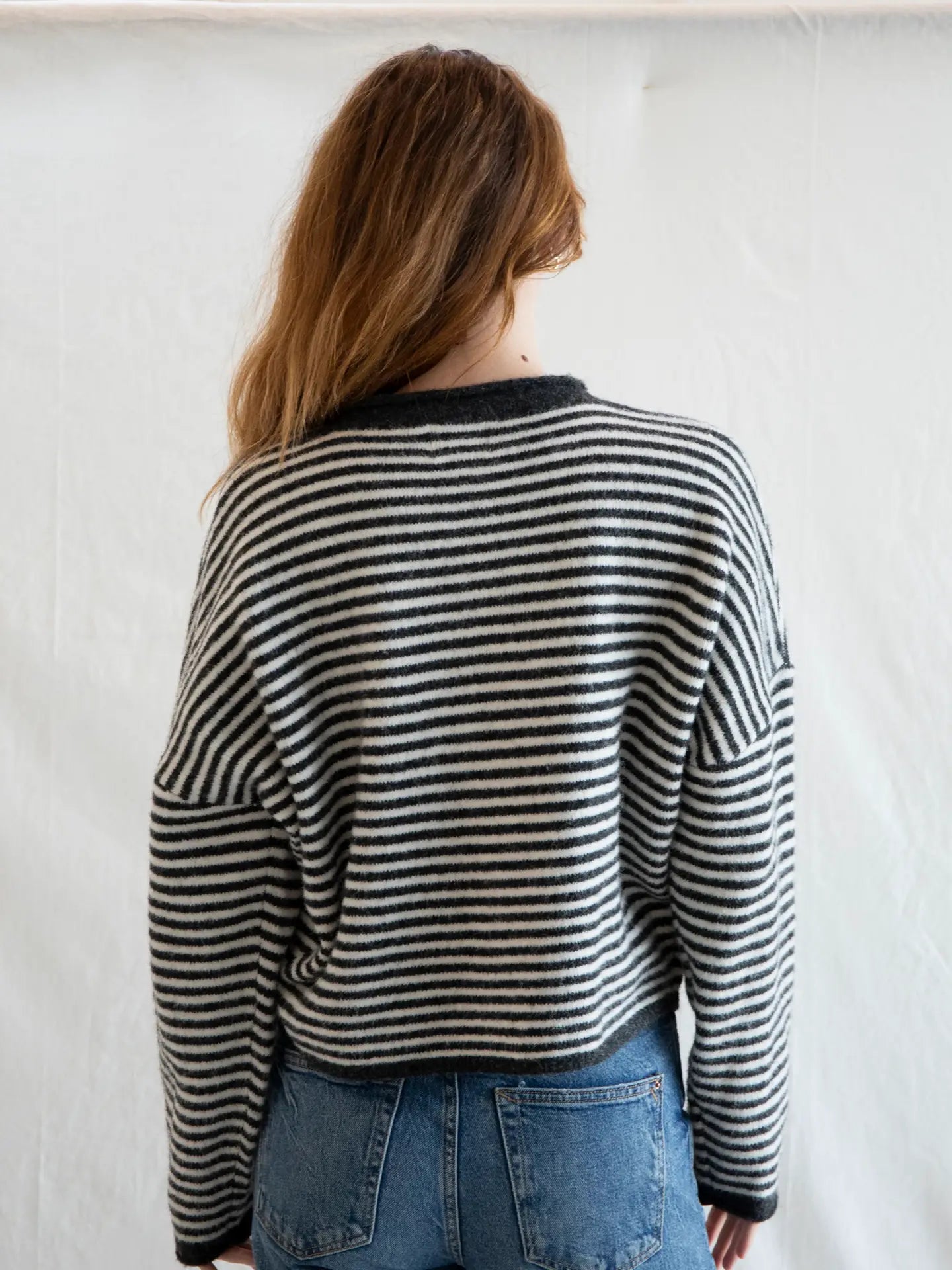 Lainey Cardigan Charcoal Stripe