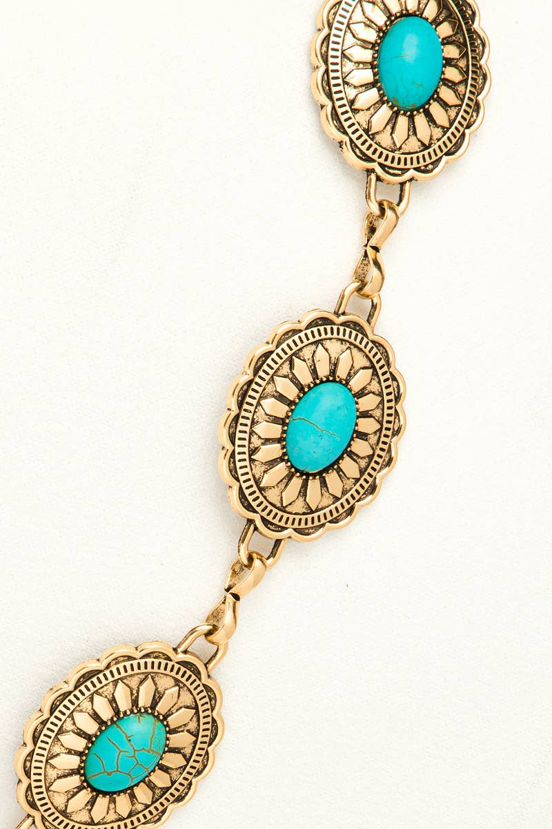 Turquoise Concho Chain Belt