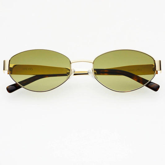 Soho Oval Sunglasses Gold/Green