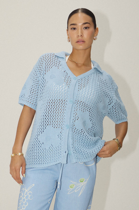 Maci Crochet Top Baby Blue