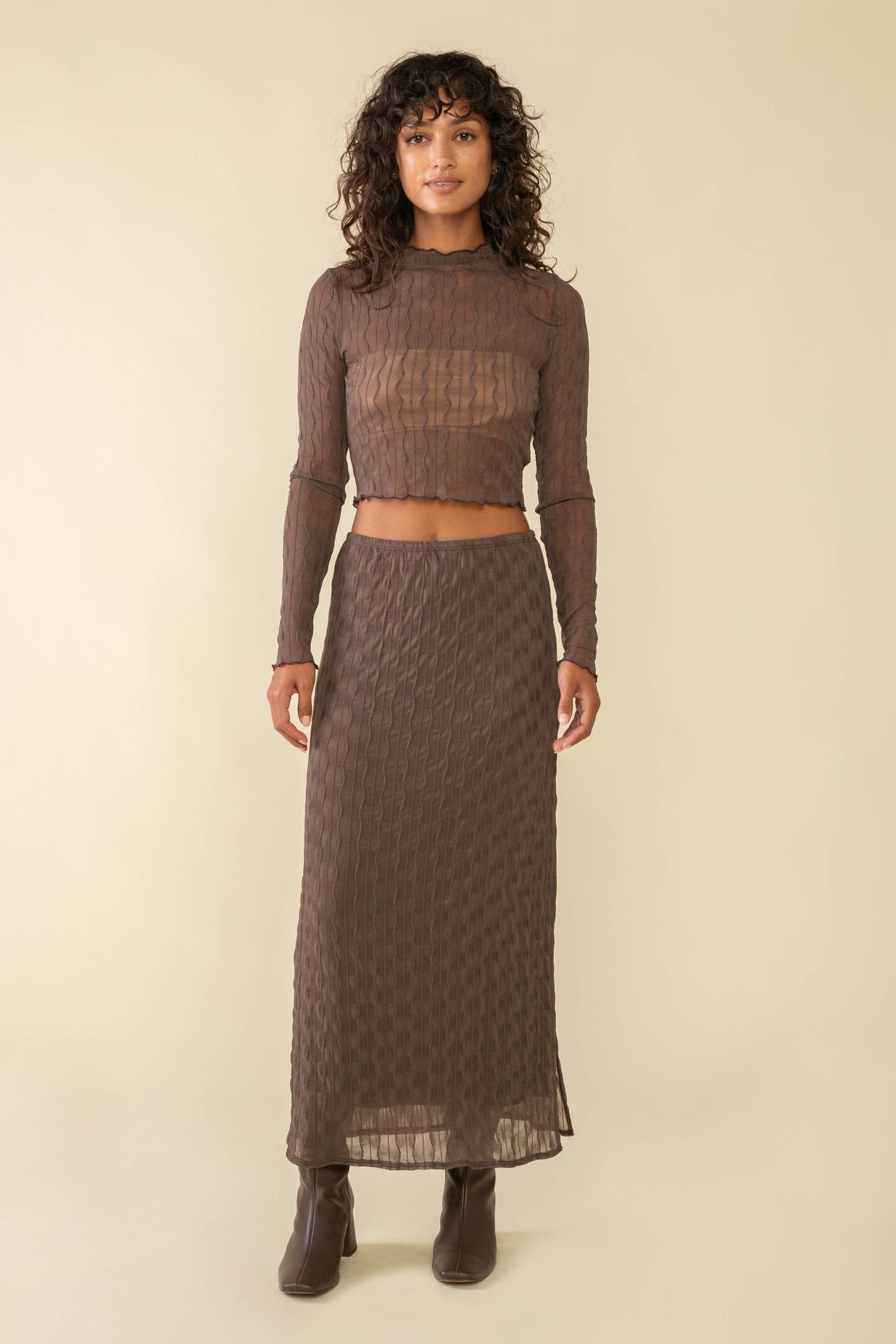 Mila Mesh Skirt Brown