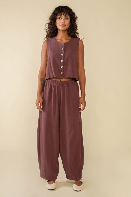 Sophia Linen Pant Plum