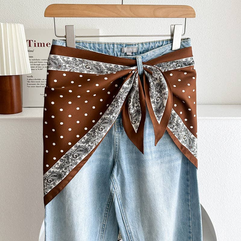 Dipped Shop - Minimalist Striped Cashew Waist Belt Silk Scarf MK2BLW6W6NSI70: C40