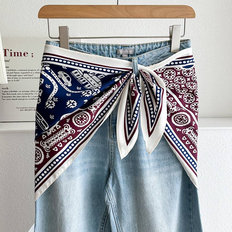 Dipped Shop - Minimalist Striped Cashew Waist Belt Silk Scarf MK2BLW6W6NSI70: C40
