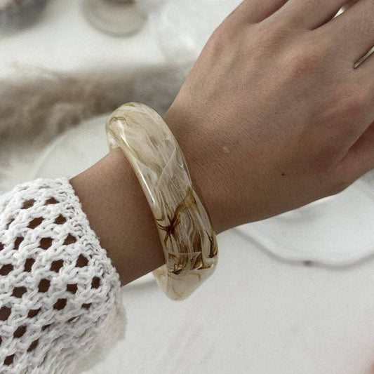 Irregular Resin Bangle Beige