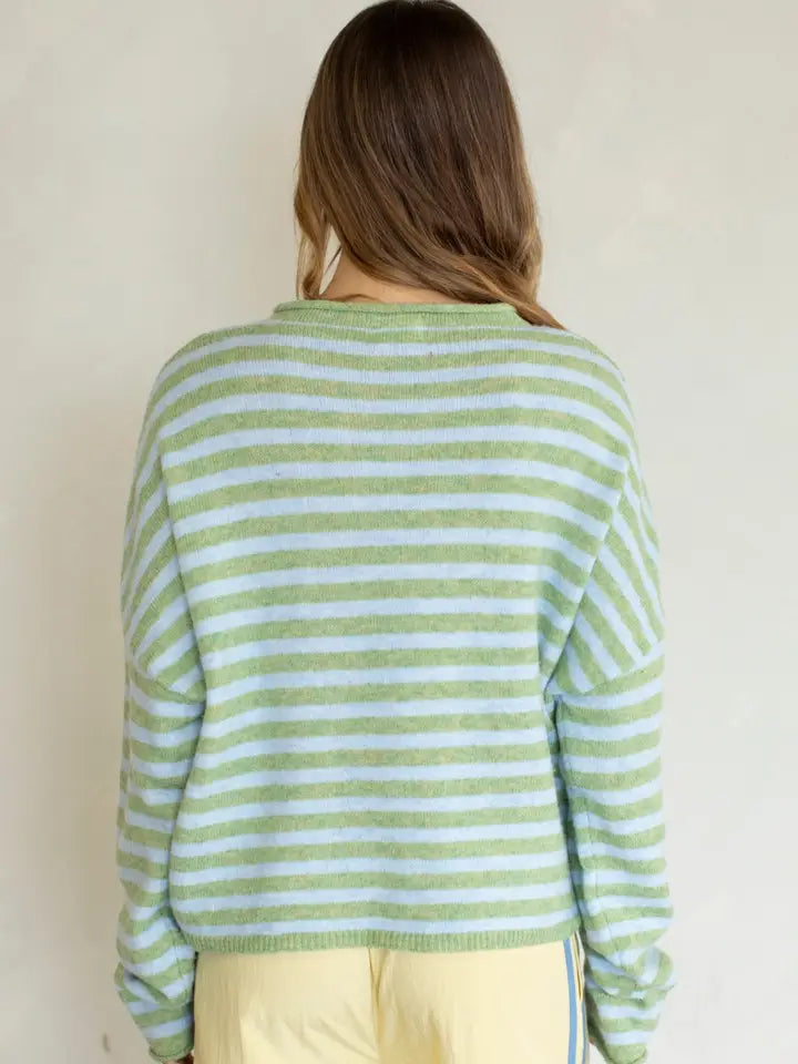 Lainey Cardigan Stripe Matcha