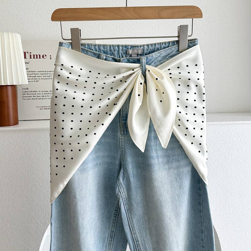 Dipped Shop - Minimalist Striped Cashew Waist Belt Silk Scarf MK2BLW6W6NSI70: C40