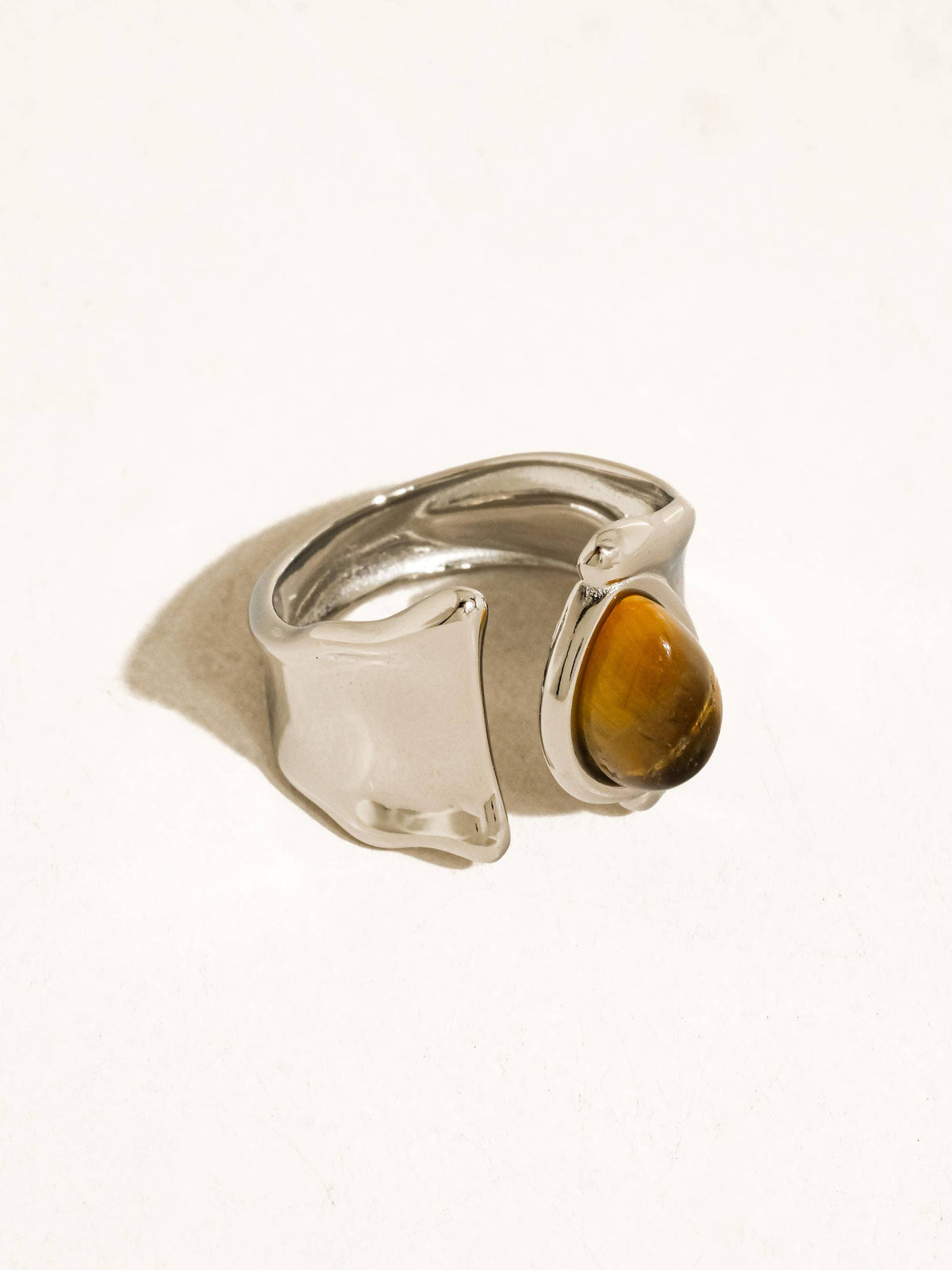 Tiger Eye Statement Ring Silver