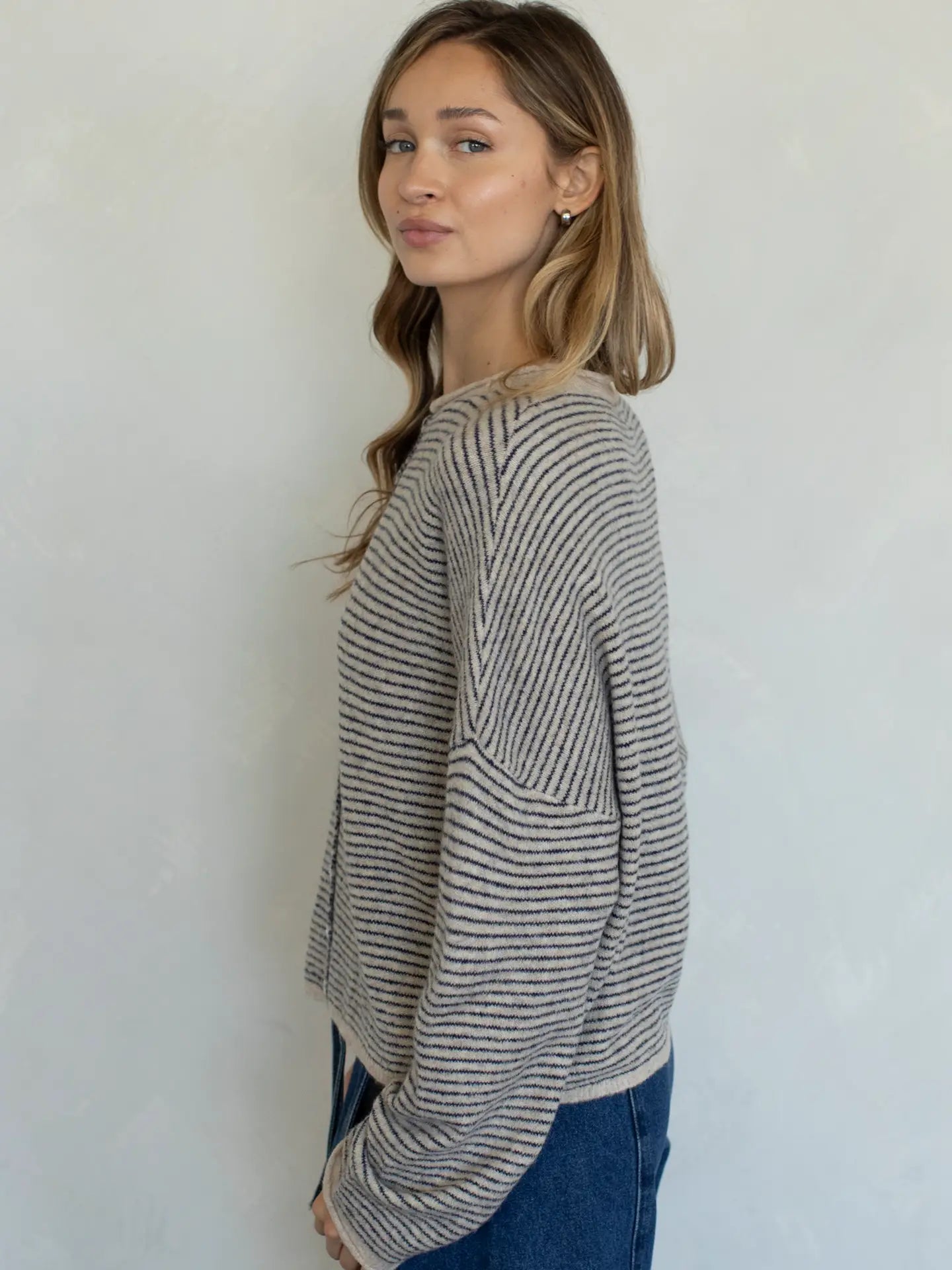 Lainey Cardigan Pin Stripe Natural