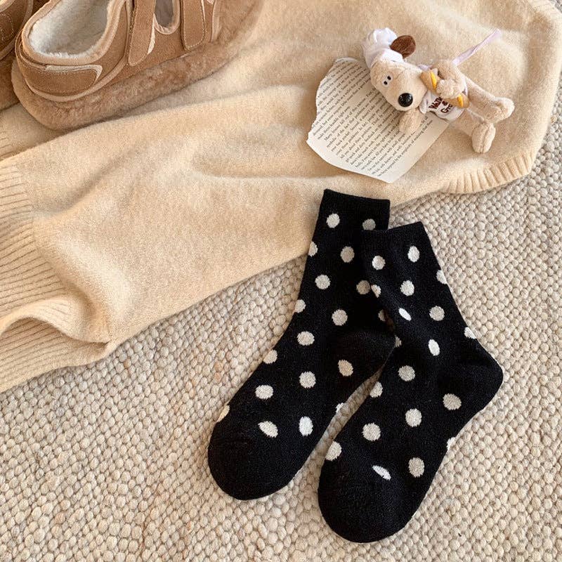 Dipped Shop - Color Block Thicken  Polka Dot Socks MK2BLW6W8FSO253: Coffee
