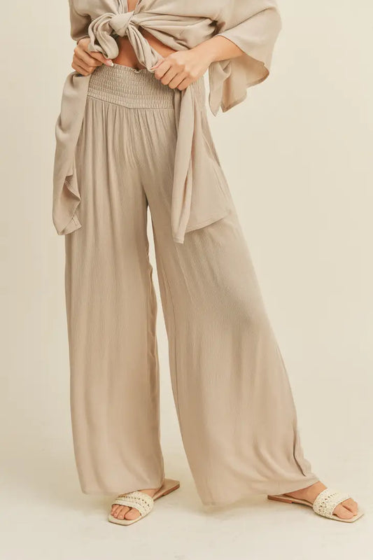 Summer Wide Leg Pant Stone