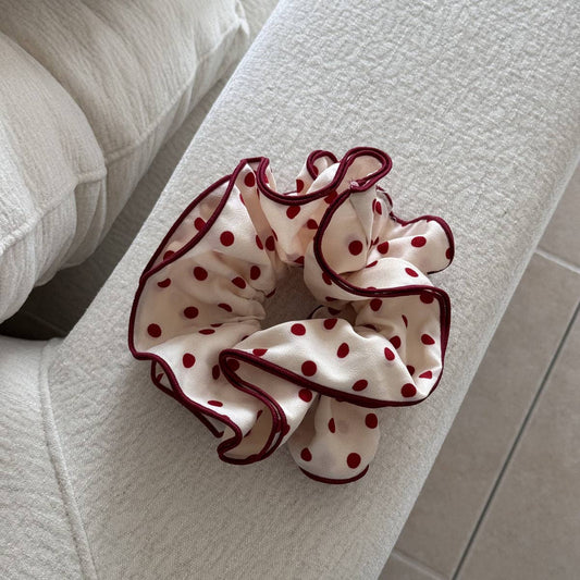 Polka Dot Gingham Scrunchie Pink
