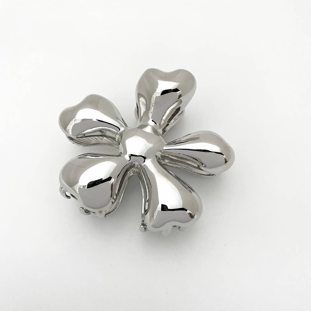 Flower Hair Claw Silver