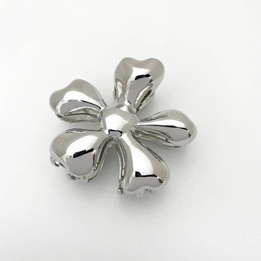 Flower Hair Claw Silver