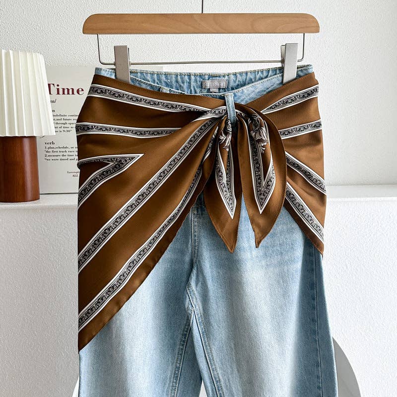 Dipped Shop - Minimalist Striped Cashew Waist Belt Silk Scarf MK2BLW6W6NSI70: C42