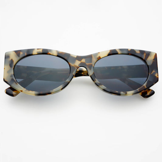 Layla Oval Sunglasses Gray Tortoise