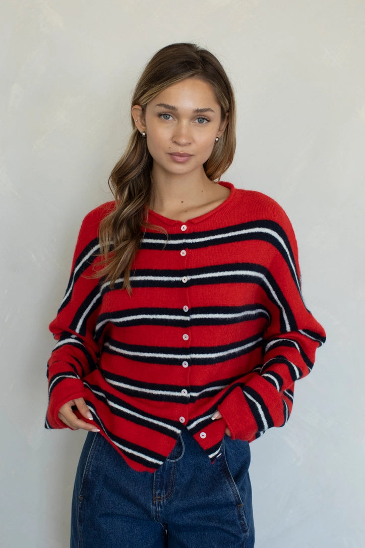 Lainey Cardigan Multi Cherry Red