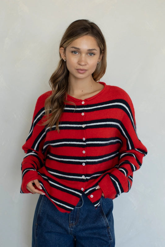 Lainey Cardigan Multi Cherry Red