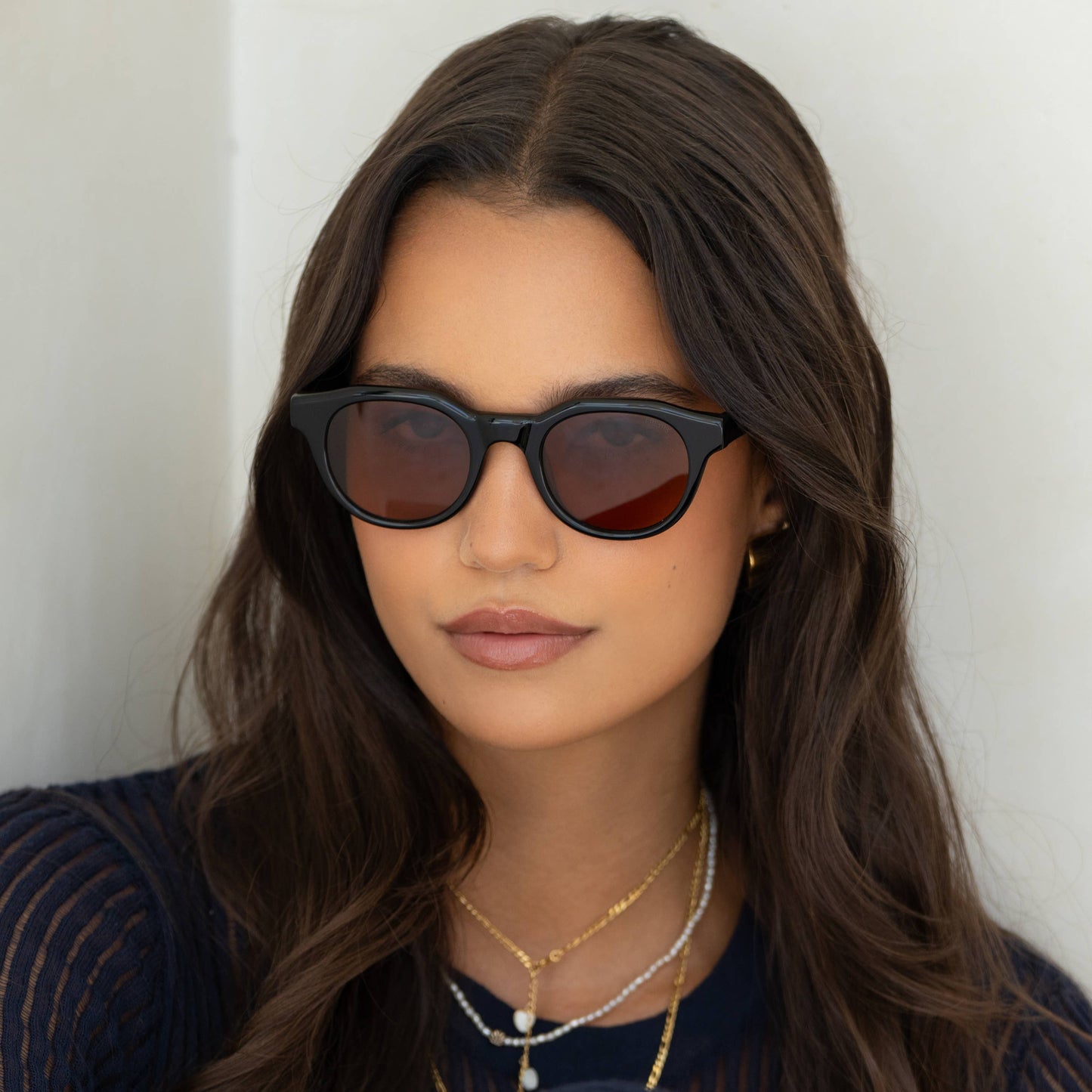 Cameron Round Sunglasses Black/Brown