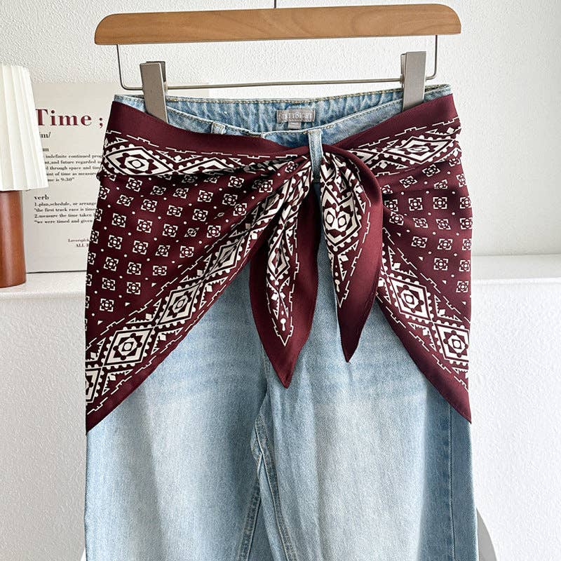 Dipped Shop - Minimalist Striped Cashew Waist Belt Silk Scarf MK2BLW6W6NSI70: C42