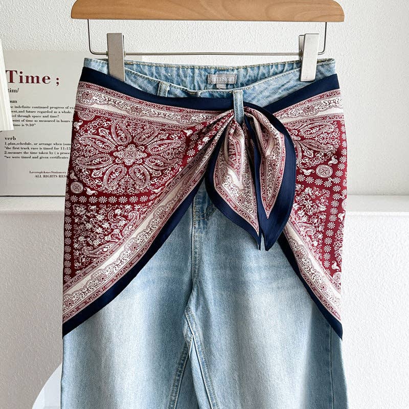 Dipped Shop - Minimalist Striped Cashew Waist Belt Silk Scarf MK2BLW6W6NSI70: C42