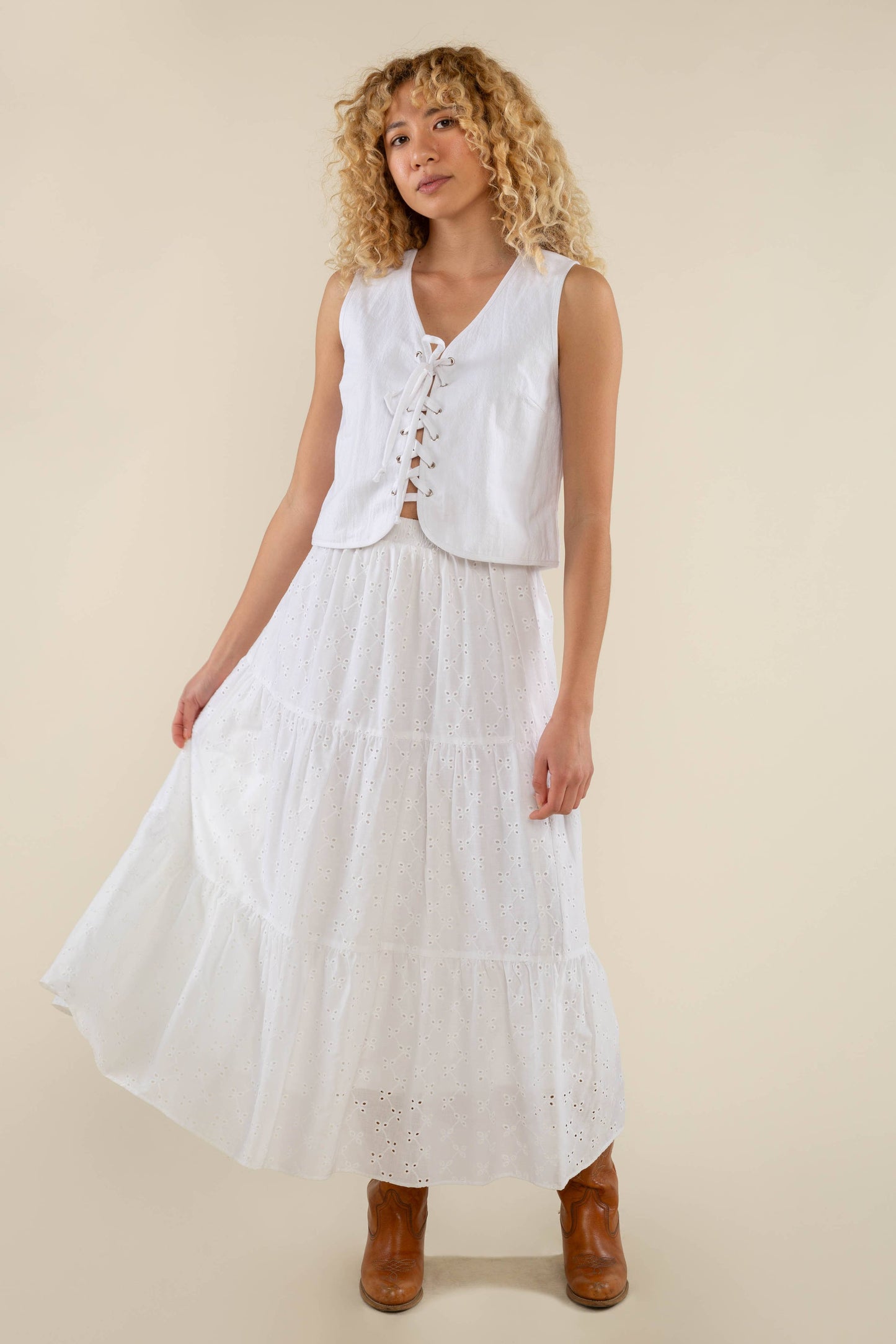 Parker Eyelet Top White