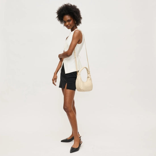 Laken Woven Shoulder Bag Oatmilk