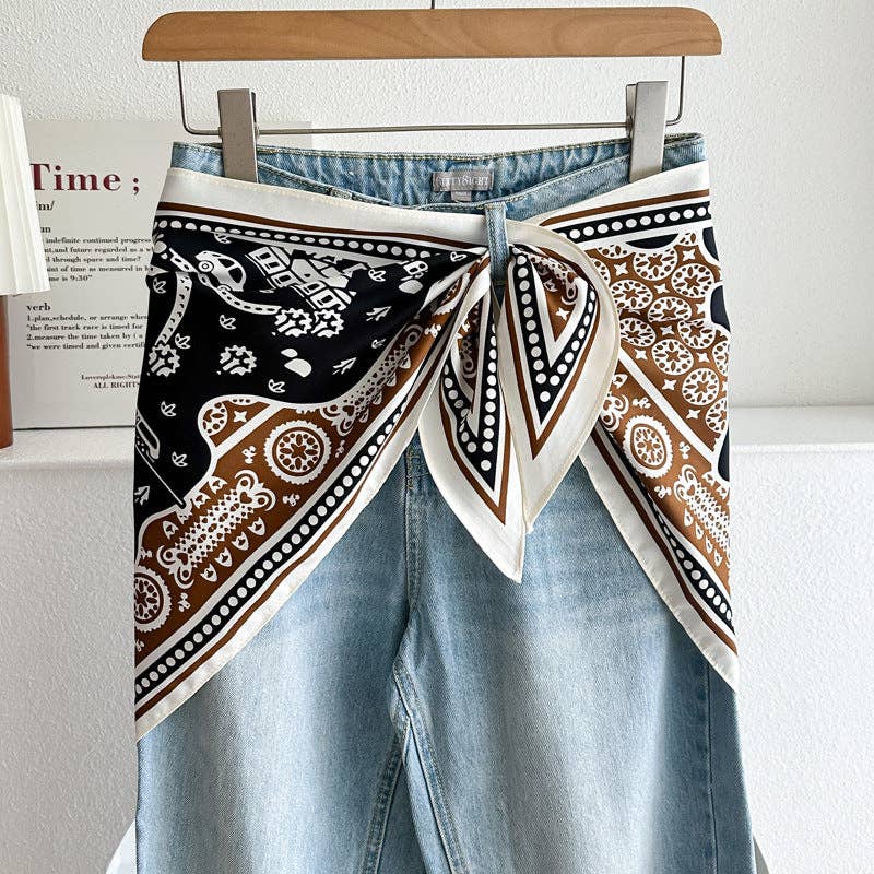 Dipped Shop - Minimalist Striped Cashew Waist Belt Silk Scarf MK2BLW6W6NSI70: C42