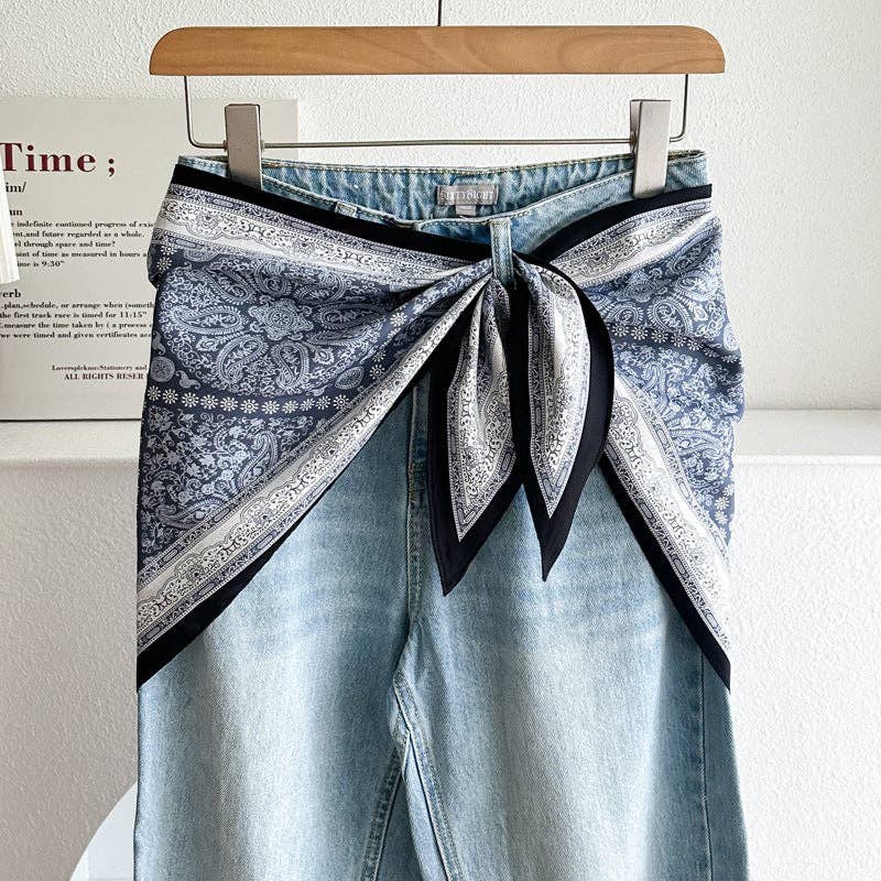 Dipped Shop - Minimalist Striped Cashew Waist Belt Silk Scarf MK2BLW6W6NSI70: C42