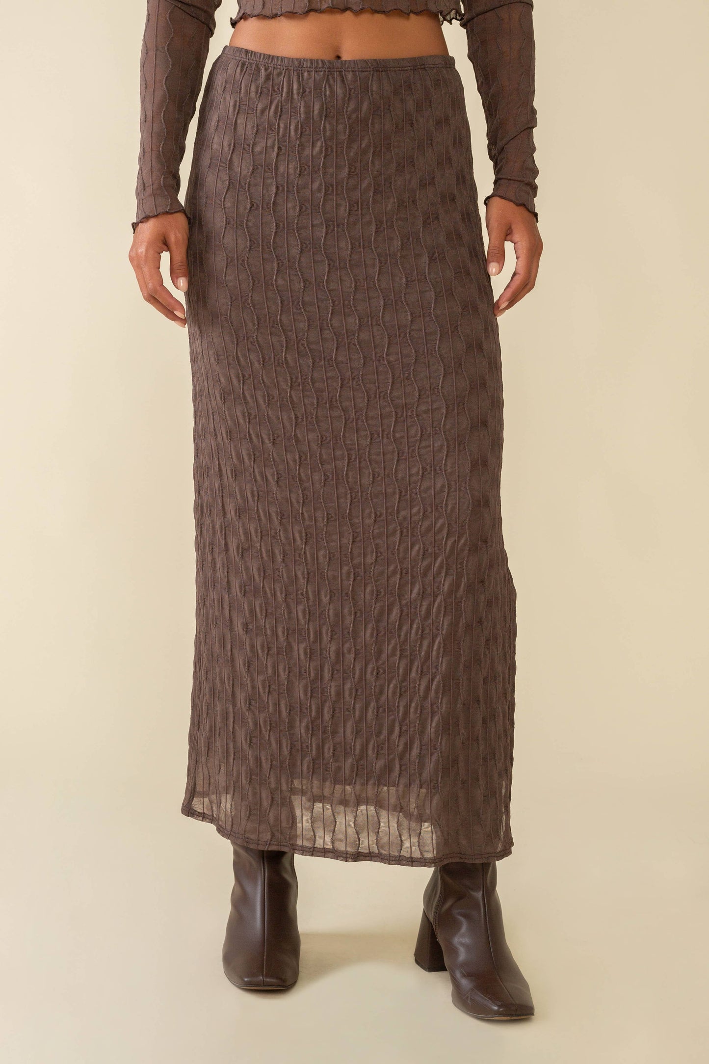 Mila Mesh Skirt Brown