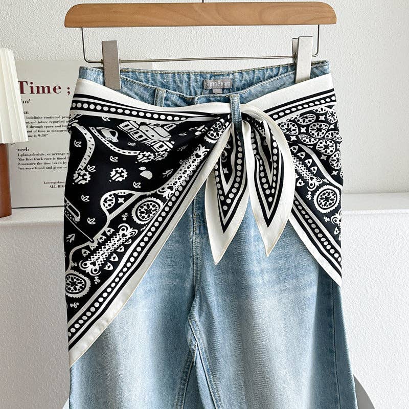 Dipped Shop - Minimalist Striped Cashew Waist Belt Silk Scarf MK2BLW6W6NSI70: C42
