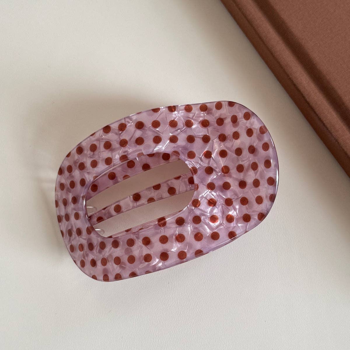 Polka Dot Flat Claw Clip Pink