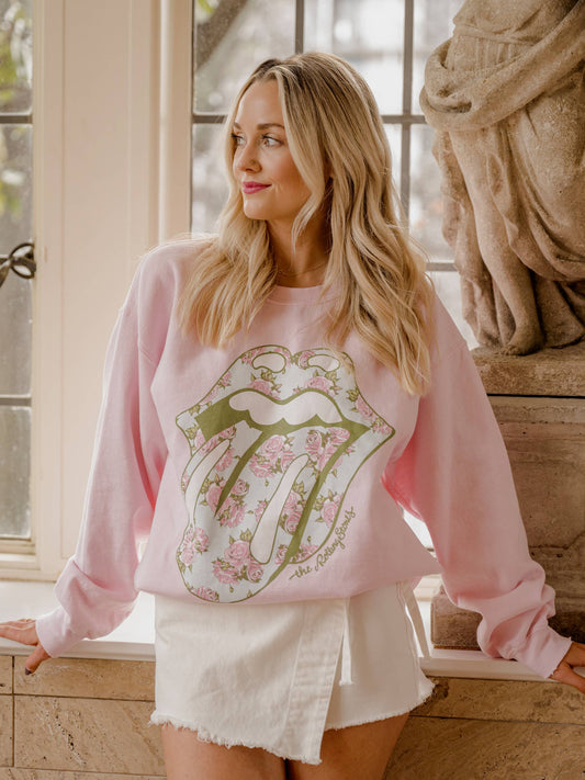 Rolling Stones Floral Lick Thrifted Sweatshirt