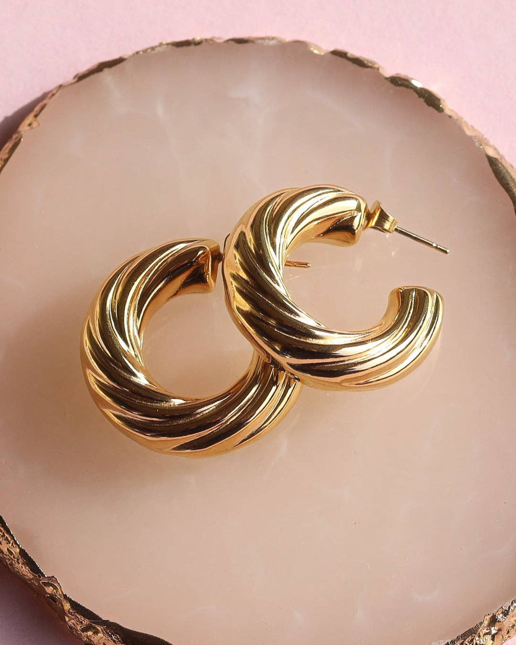 Elysia Twisted Hoop Earrings Gold