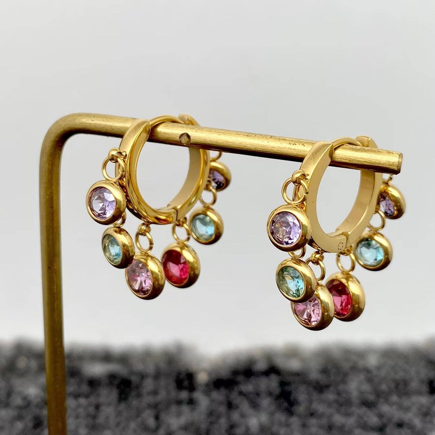 Round Fringe Huggie Earrings