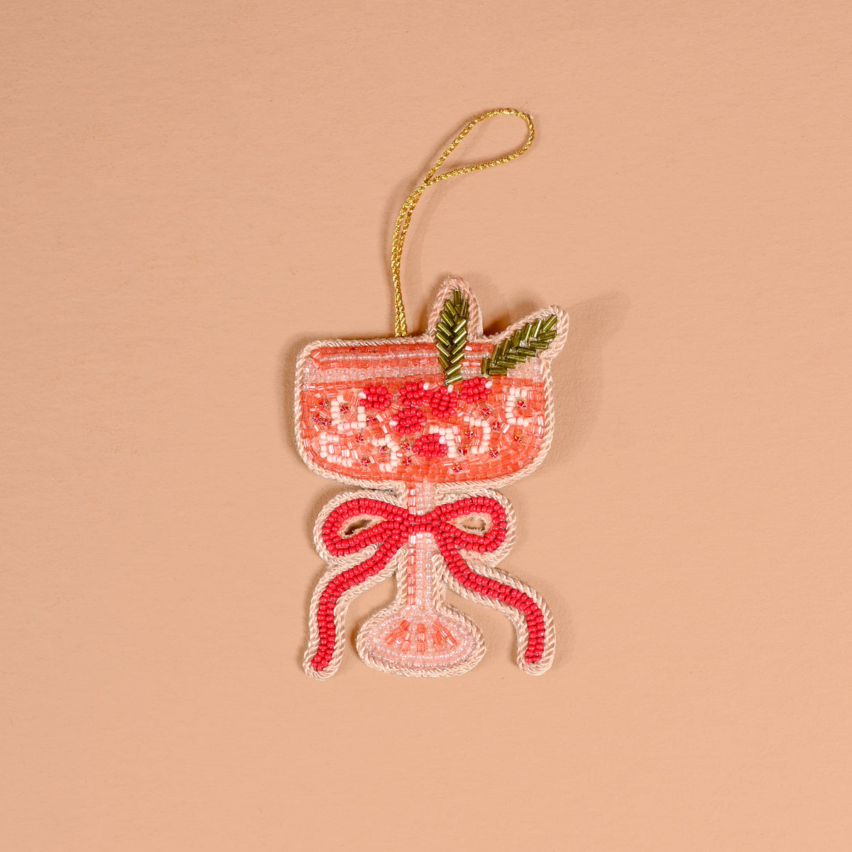 Beaded Ornament Cranberry Cosmo