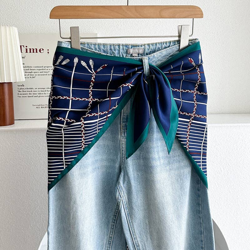Dipped Shop - Minimalist Striped Cashew Waist Belt Silk Scarf MK2BLW6W6NSI70: C40
