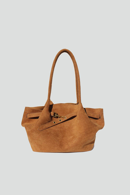 Alora Faux Suede Shoulder Bag Brown