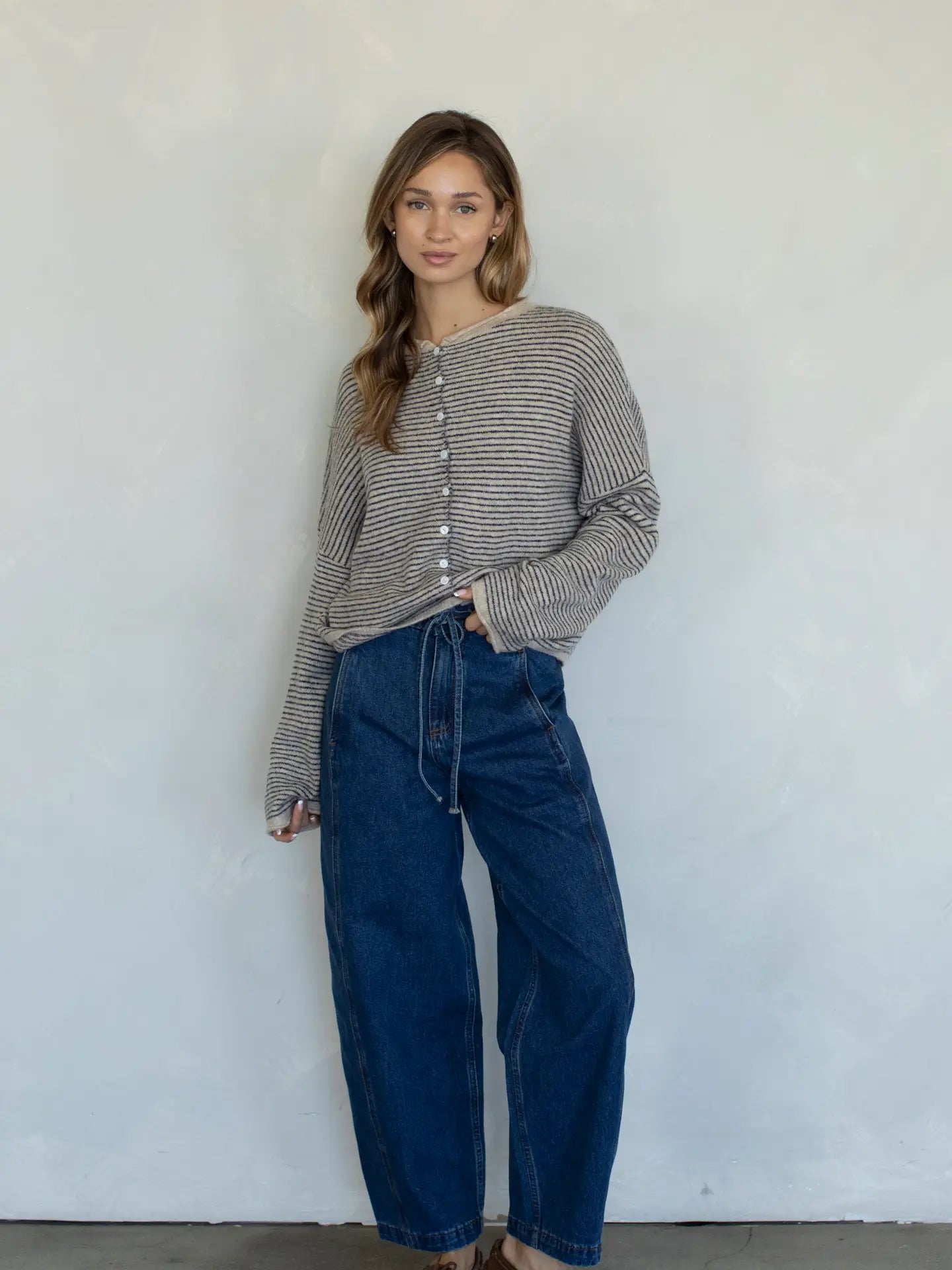Lainey Cardigan Pin Stripe Natural