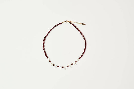 Mother Bead Necklace Burgundy