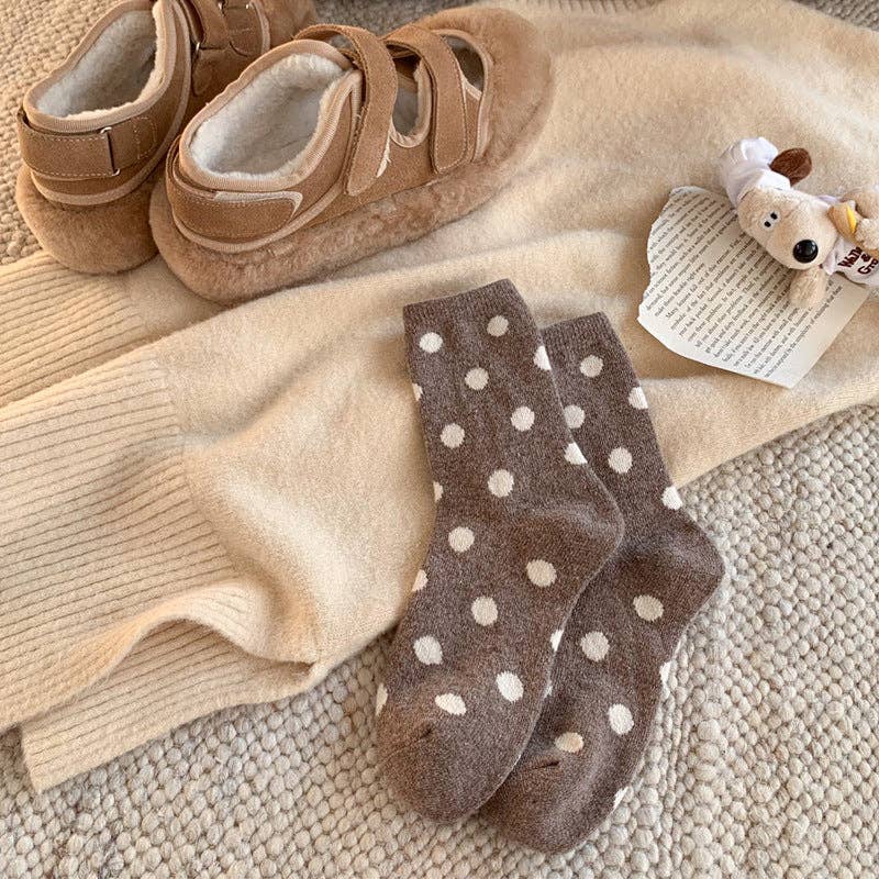 Dipped Shop - Color Block Thicken  Polka Dot Socks MK2BLW6W8FSO253: Coffee